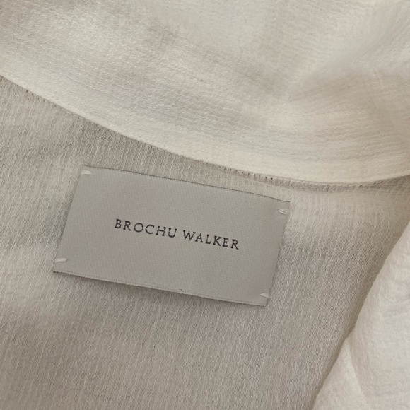 Brochu Walker The Finn Blouse wrap long sleeve crinkle gauze white Sz M/L - Picture 7 of 9